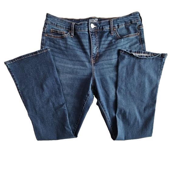 Terra & Sky Jeans Women's 14WP (34x29) Petite Core Bootcut Dark Wash Blue - Picture 2 of 16